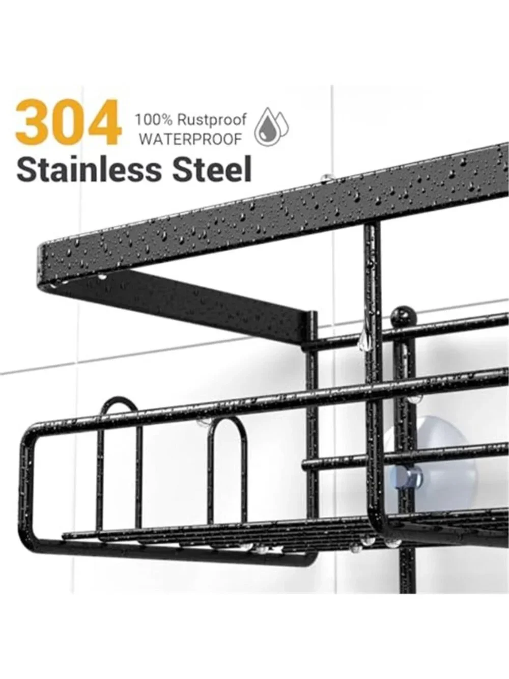 Hanging Shower Caddy Over Shower Head 2 Tier Stainless Steel Bathroom Organizer